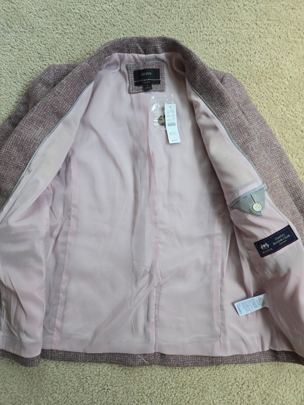 NWT J. Crew 100% Wool Tweed Parke Blazer Lavender and Grey Moon British Cloth - Picture 8 of 11